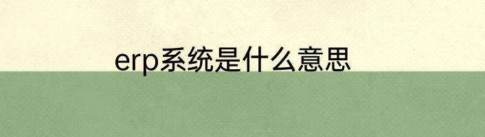 erp系统是什么意思