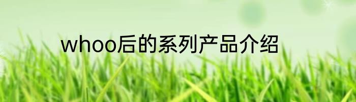 whoo后的系列产品介绍
