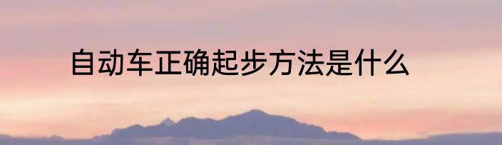 自动车正确起步方法是什么