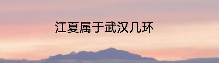 江夏属于武汉几环