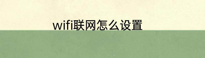 wifi联网怎么设置