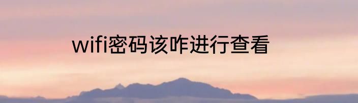 wifi密码该咋进行查看