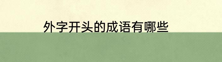 外字开头的成语有哪些