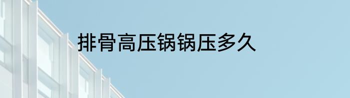 排骨高压锅锅压多久