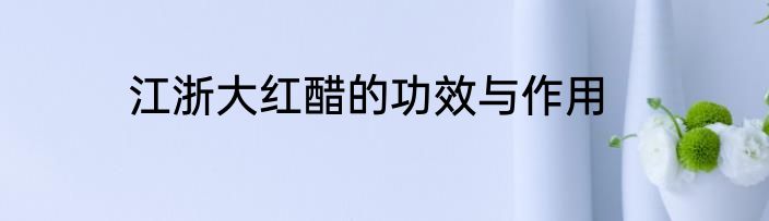 江浙大红醋的功效与作用