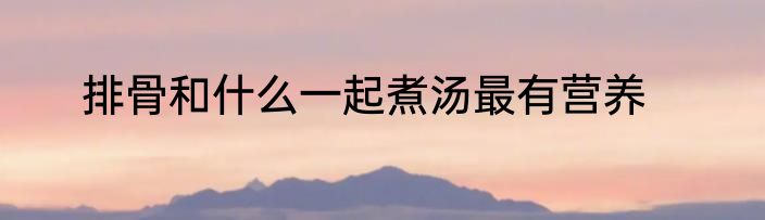 排骨和什么一起煮汤最有营养