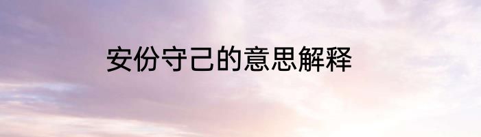 安份守己的意思解释