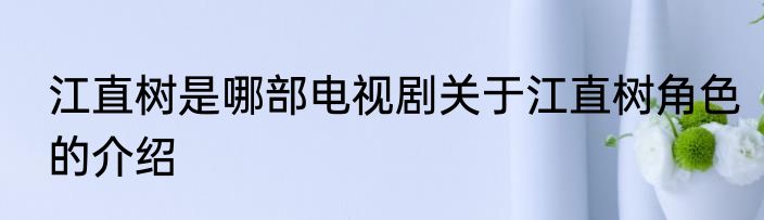 江直树是哪部电视剧关于江直树角色的介绍