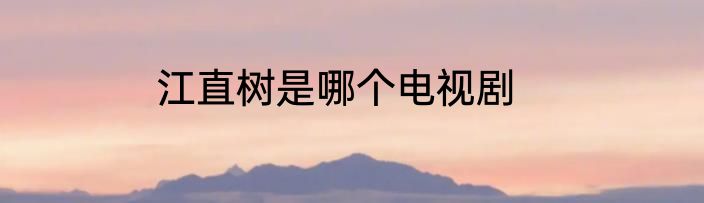 江直树是哪个电视剧