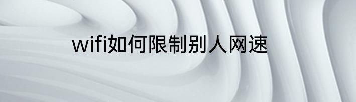 wifi如何限制别人网速