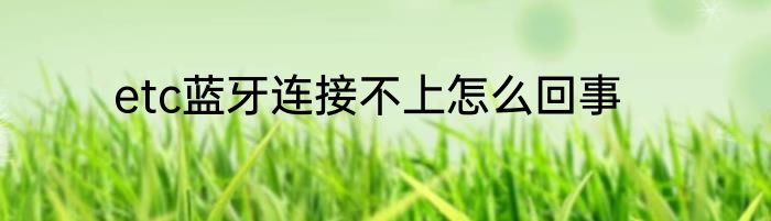 etc蓝牙连接不上怎么回事