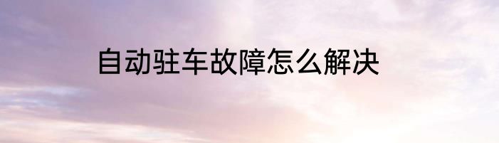 自动驻车故障怎么解决
