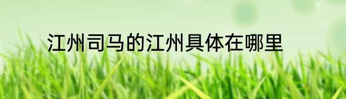 江州司马的江州具体在哪里