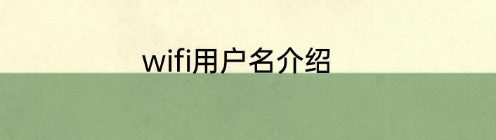 wifi用户名介绍