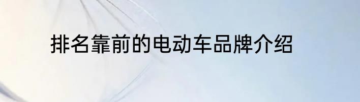 排名靠前的电动车品牌介绍