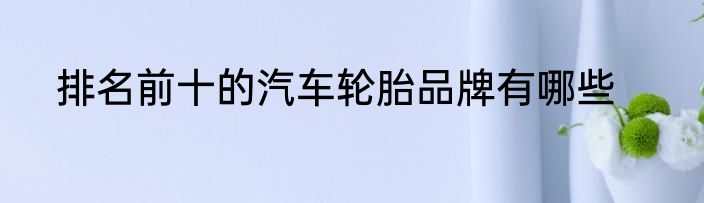 排名前十的汽车轮胎品牌有哪些