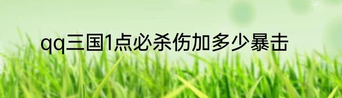 qq三国1点必杀伤加多少暴击