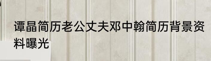 谭晶简历老公丈夫邓中翰简历背景资料曝光