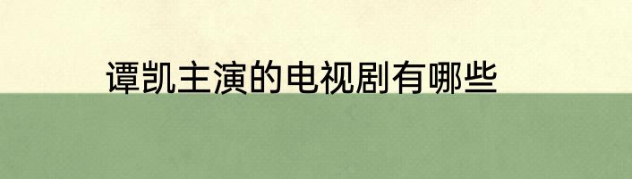 谭凯主演的电视剧有哪些