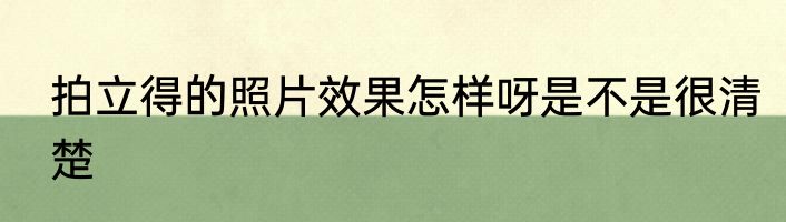 拍立得的照片效果怎样呀是不是很清楚
