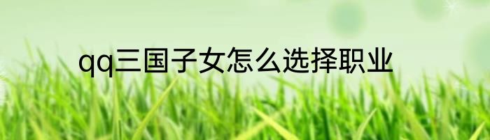 qq三国子女怎么选择职业