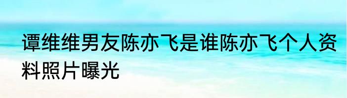 谭维维男友陈亦飞是谁陈亦飞个人资料照片曝光