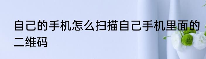 自己的手机怎么扫描自己手机里面的二维码