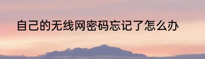 自己的无线网密码忘记了怎么办