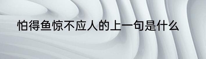 怕得鱼惊不应人的上一句是什么