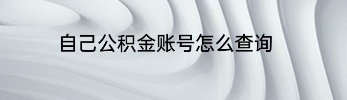 自己公积金账号怎么查询