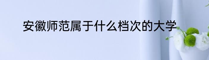 安徽师范属于什么档次的大学