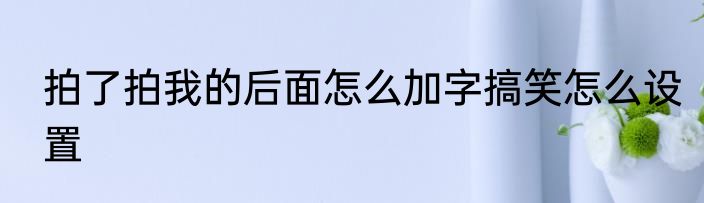 拍了拍我的后面怎么加字搞笑怎么设置
