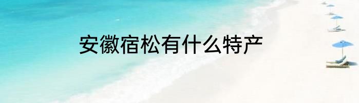 安徽宿松有什么特产