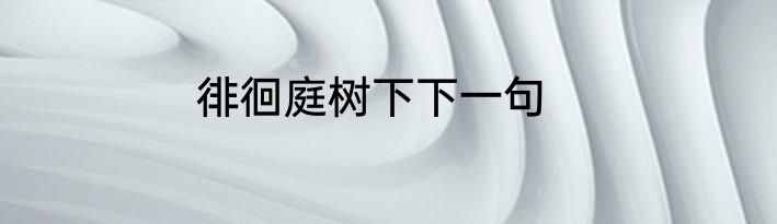 徘徊庭树下下一句