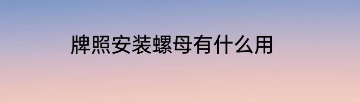 牌照安装螺母有什么用