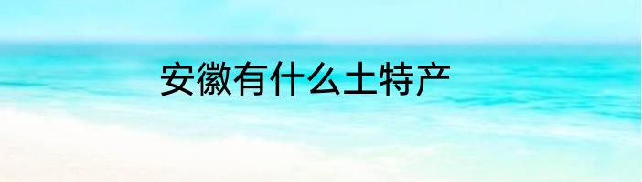 安徽有什么土特产