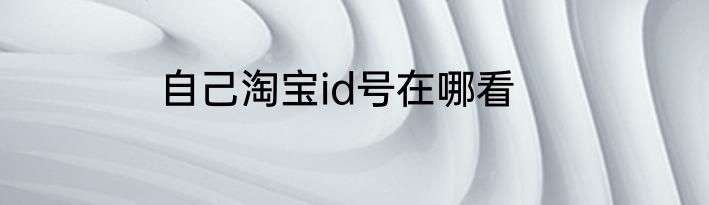 自己淘宝id号在哪看