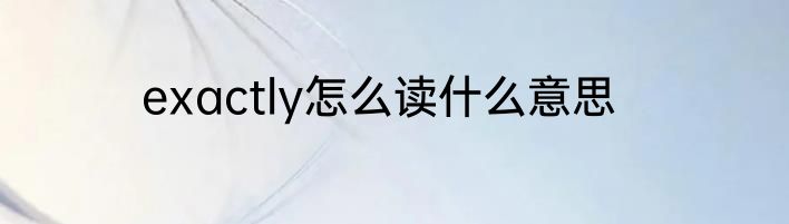 exactly怎么读什么意思