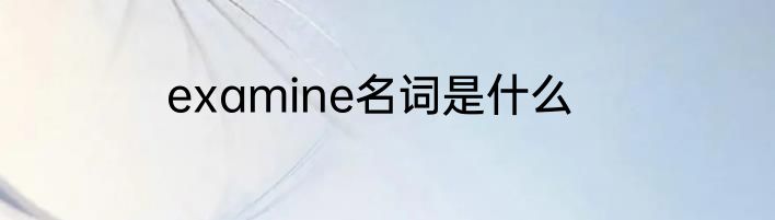 examine名词是什么