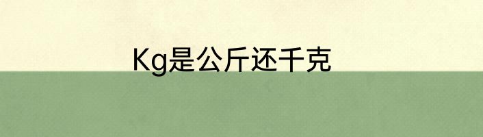 Kg是公斤还千克
