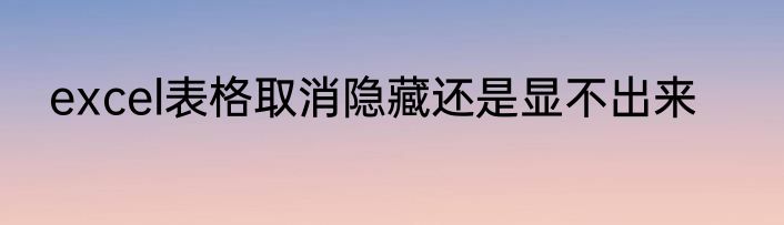 excel表格取消隐藏还是显不出来