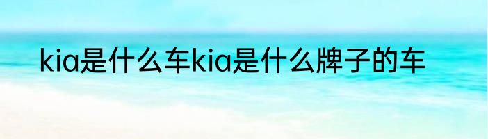 kia是什么车kia是什么牌子的车