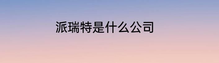派瑞特是什么公司