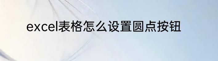 excel表格怎么设置圆点按钮