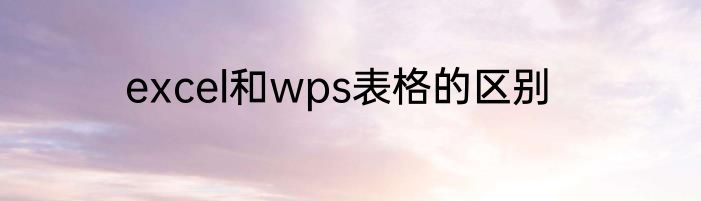 excel和wps表格的区别