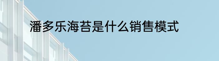 潘多乐海苔是什么销售模式