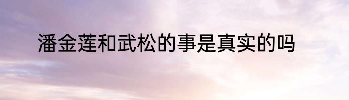 潘金莲和武松的事是真实的吗