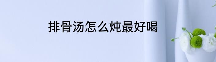 排骨汤怎么炖最好喝