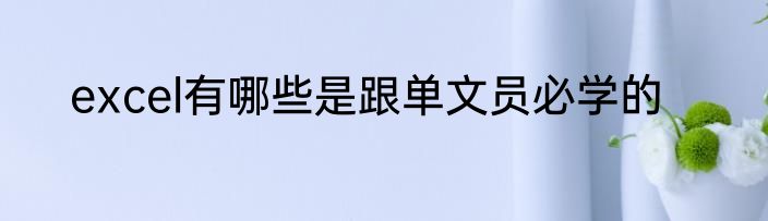 excel有哪些是跟单文员必学的