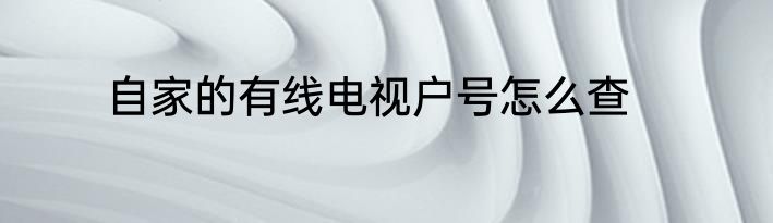 自家的有线电视户号怎么查